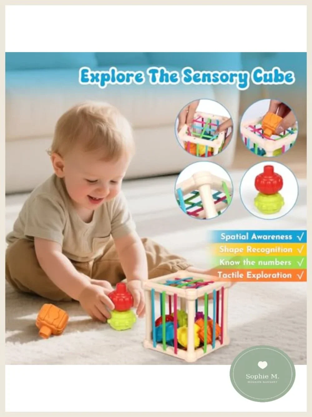 Montessori 7-in-1 Activity Set for Toddlers | Wooden Sorter, Stacking Blocks &